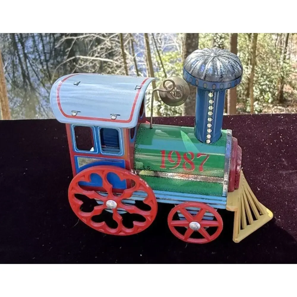 Vintage Tin Locomotive Ornament 1987 Hallmark Train Artist Signed No Box Lo10